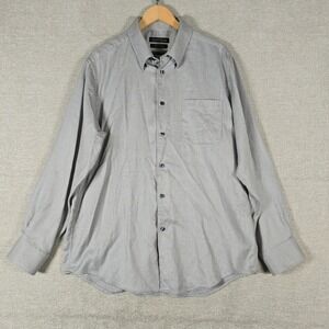 Kenneth Roberts Platinum Mens Size XL Dress Shirt Black White  Non-Iron Cotton